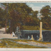 Road Scene, Clove Lake, West Brighton, Staten Island, N.Y. [men and dog posed by edge of lake]