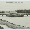 Clove Lakes Park, Staten Island, N.Y. [view of buillding and two foot bridges across lake]