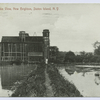 Clove Lake View, New Brighton, Staten Island, N.Y.  [old mill or building of some sort, on grass walkway that divides the lake]
