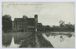 Clove Lake View, New Brighton, Staten Island, N.Y.  [old mill or building of some sort, on grass walkway that divides the lake]