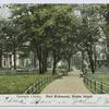 Carnegie Library, Port Richmond, Staten Island  [view of path through park to the library]