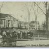 Public Library & Park, Port Richmond, Staten Island  [people sitting on park benches in front of library]