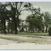 Port Richmond Park. Port Richmond, Staten Island  [view of park from street, old fire plug on corner]