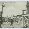 Swimming Pool, Graham Beach, Staten Island, N.Y.  [people in old bathing suits in pool and lined up on diving platform]