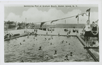 Swimming Pool at Graham Beach, Staten Island, N.Y.  [view of large pool with people swimming and posing on side, concession building or club house in background]