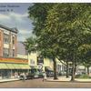 Business Section, Stapleton, Staten Island, N.Y.  [corner of park, with people in street, 40's cars parked in front of shops, F.W. Woolworth, Co., Miles shoes]