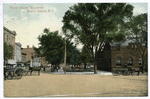 Water Street, Stapleton, Staten Island, N.Y.  [horses and wagons in street in front of park and village hall and shops]