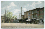 Public Square, Arrietta Street, Tompkinsville, Staten Island [street with trolley, horse-drawn vehicles and sign over one building entrance reading "Arrietta Hotel, Extra Lager Beer"]