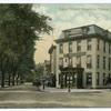 Canal Street, Stapleton, Staten Island, N.Y. [Staten Island Savings Bank buillding on corner, Washington Park across street, old gas street light, horse and carriage, brick street]