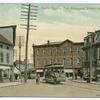 Public Square, Port Richmond, Staten Island, N.Y.  [nice close-up of trolley loading people, and another trolley behind it, shops on street]