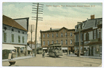 Public Square, Port Richmond, Staten Island, N.Y.  [nice close-up of trolley loading people, and another trolley behind it, shops on street]