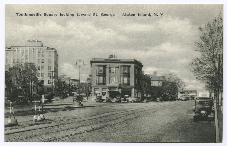 Tompkinsville Square, looking north.