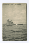 Harbor View from St. George, Staten Island, N.Y.  [sailing yacht, Statue of Liberty in background]