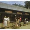 Staten Island Zoo  [people at railing watching monkey in outdoor cage]