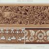 Faisan et ronces, bois sculpté à jour. Papillons et libellules, marqueterie. Canards et iris, pochoir.