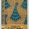 Paons dans les sorbiers, pochoir; poissons et algues, bordure