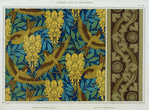 Oiseaux et glycines, tenture. Lézards et lierre, bordure.