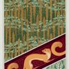 Merlans et algues, papier peint. Mouches et muguet, étoffe de soie. Hermine vulgaire, bordure.