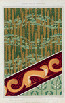 Merlans et algues, papier peint. Mouches et muguet, étoffe de soie. Hermine vulgaire, bordure.