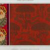 Cacatoès, bordure. Chiens, chevrettes et marcassins, cuir gaufré et doré