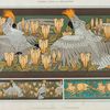 Cacatoës et magnolia, bordure. Souris blanches.