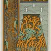 Piverts et arbre, bordure verticale. Lapins et feuilles, bordure. Méduses, anémones de mer et algues, vase. Insectes, jeu de fond.