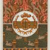 Coraux, madrepores, étoiles de mer et algues, cretonne imprimée. Canards et iris d'eau, papier peint. Hippocampe, broche. Canards, bordure. Escargots et liseron, boucle. Papillons, collier.