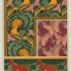 Huppes et stramoine, bordure. Papillons, étoffe de soie. Kangourou et arbres, bordure.