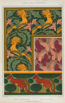 Huppes et stramoine, bordure. Papillons, étoffe de soie. Kangourou et arbres, bordure.