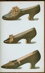 Three bronze shoes, the first worn on stage by the actress Miss Ada Cavendish