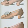 [Pink kid shoe and two pink satin shoes.]