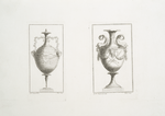 Two ornate vases, one with the face of Poseidon