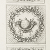 Wreath encircling a globe with cornucopias and measuring instruments, and other symbolic objects
