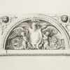 Tympanum with eagle and putti, spandrels with lions' heads