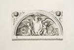 Tympanum with eagle and putti, spandrels with lions' heads