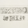 Frieze of grotesque ornamentation; vases and capital