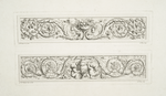 Two friezes with acanthus leaves : leopards and fruit; putti and birds.