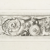 Acanthus leaves; face and cornucopia; animals and arms and armor