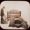Library for the Blind, man with bags of mail, "one days mail, free service, May 1926."
