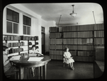 Library for the Blind, loan collection at New York Institute for the Blind, May 1926, girls reading.