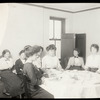 Melrose Branch, women sitting around table with table cloth, Jan. 10, 1914