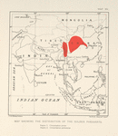 Map showing the distribution of the Golden Pheasants
