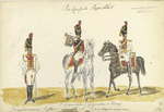 Bataafsche Republiek. Dragonders (Grenadier te Paard). Fraetinaansch (?) Garde:  Garde van der Roodp[...] . 1805