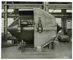 Johnson hydraulic penstock valve to be installed with the 55,000 H.P. Queenston turbine, erected in shop.