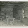 Interior of the Johnston cabin at Watauga in the Tennessee mountains, built on location at Whitestone, Long Island