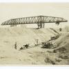 Traveling ore bridge or crane, storage yard