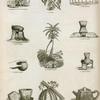 Tea : plants, making and vessels; coconut tree; cacao fruit]