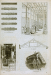 Building construction: lengthening timber, interior of Turkish bazar, Cairo shop, carpentry of roof, thatching in Normandy.