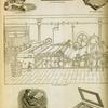 Printing industry: Stanhope press; composing stick; stereotype casting box and moulding frame; papermaking machinery; compositor at work.