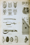 Musical instruments: string, wind and percussion instruments.